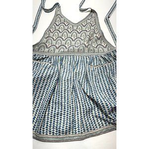 World Market Linen Cotton Apron Kitchen Baking Cooking Blue Gray Teal 26X35